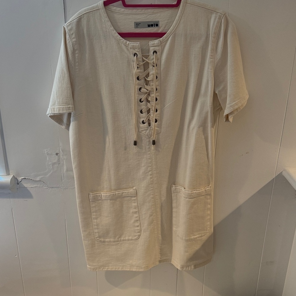 Topshop Moto Cream Short Sleeve Tunic